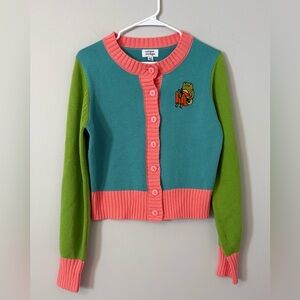 NWOT Colorful Froggy Button Up Cardigan
